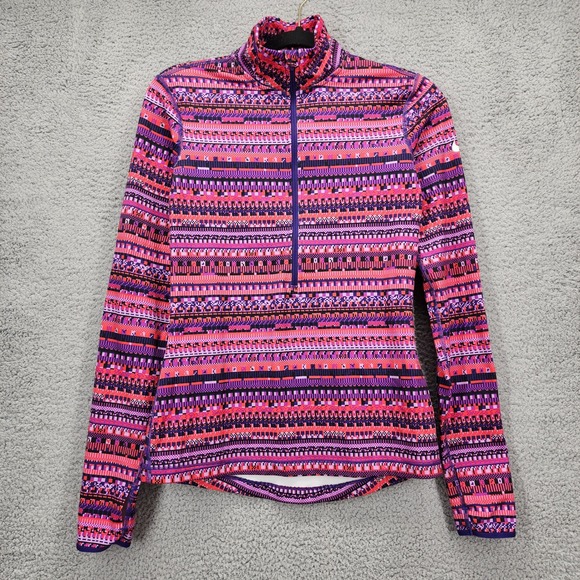 Nike Tops - Nike Pro Dri-FIT Womens Small Quarter Zip Pullover Pink Purple Geometric Pattern